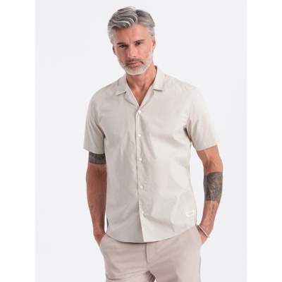 Ombre Clothing Кремава мъжка риза с къс ръкав Омбре Облекло Ombre Clothing | Byal | МЪЖЕ | S