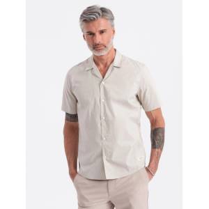 Ombre Clothing Кремава мъжка риза с къс ръкав Омбре Облекло Ombre Clothing | Byal | МЪЖЕ | S