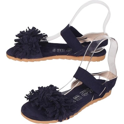 Сандали в тъмносиньо с ресни