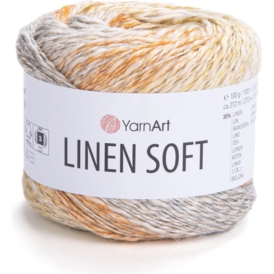 YarnArt Příze Linen soft 7403 béžovo-oranžový proužek