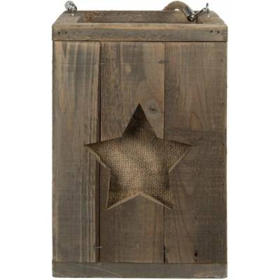 Dřevěná retro lucerna s hvězdou Star – 19x19x28 cm
