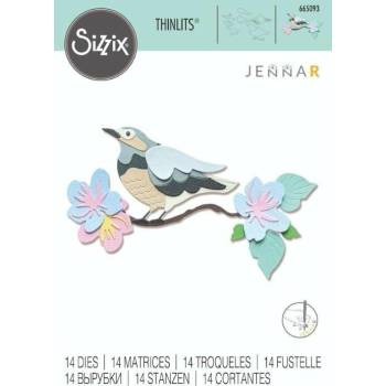 Sizzix Vyrezávacie kovové šablóny Thinlits Jarné vtáča 14 ks