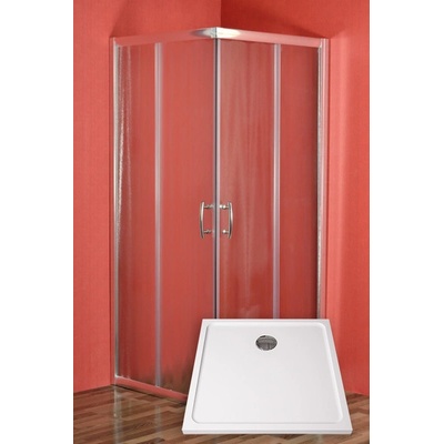 ARTTEC Sprchový kout čtvercový SMARAGD 90 x 90 x 208 cm grape sklo s vaničkou z litého mramoru POLARIS a panelem PAN04657