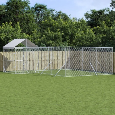 vidaXL Venkovní psí kotec se střechou stříbrný 600 x 600 x 250 cm ocel 9799.3190471