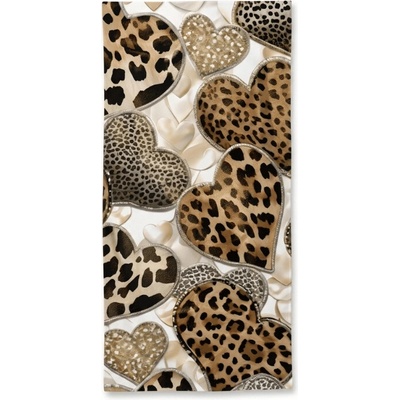 Textilomanie plážová osuška LEOPARD HEARTS hnedo-biela 70 x 140 cm