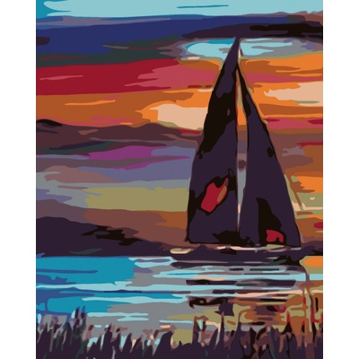 zuty Malování podle čísel Plachetnice na jezeře 80 x 100 cm vypnuté plátno na rám