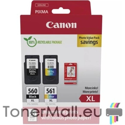 Комплект 2бр. мастилени касети 1 x Canon PG-560XL Black + 1 x Canon CL-561XL Color PVP, 3712C008AA