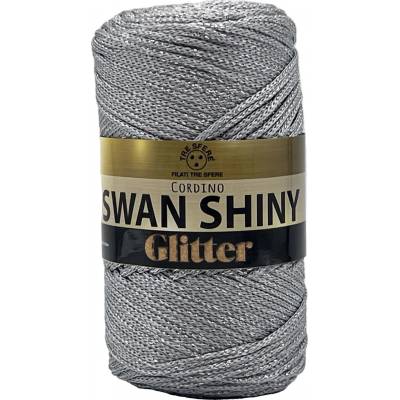 Příze šňůrková Swan shiny glitter šedá