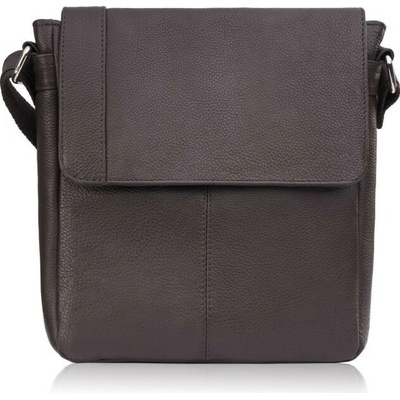 Paolo Peruzzi Tmavě hnědý pánský kožený crossbag s klopou Adrian