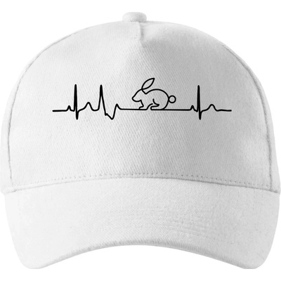 EKG králik so zahnutým šiltom a látkovou sponou Biela