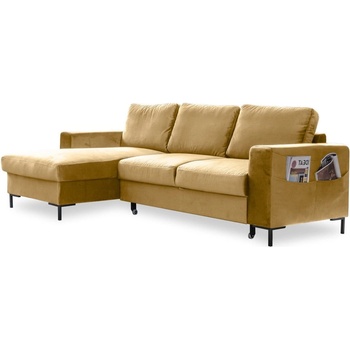 Miuform Ъглов разтегателен диван от кадифе в горчично жълто, ляв ъгъл Lofty Lilly - Miuform (Lofty Lilly LCBKL-2QR KRO1)