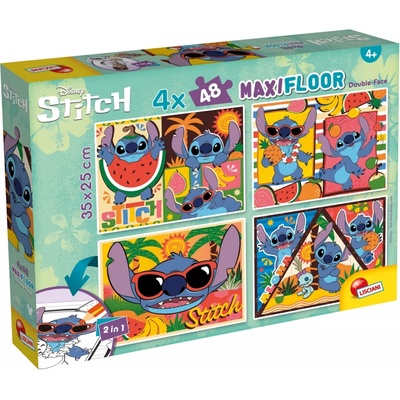 Lisciani Двулицеви пъзели Lisciani - Лило и Стич, 4 х 48 части (LI109746)