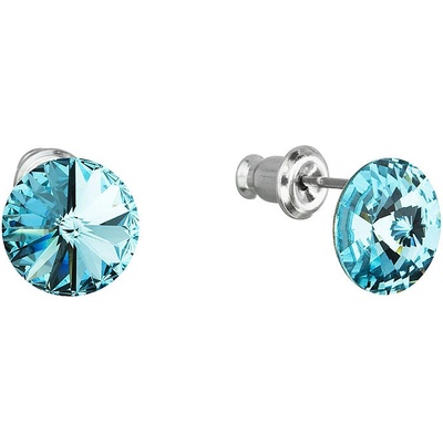 Evolution Group náušnice bižutéria so Swarovski kryštálmi modré okrúhle 51037.3 turquoise