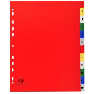 EXACOMPTA Регистър, пластмасов, a4+, 1-12, exacompta, цветен 2512e (2512e)