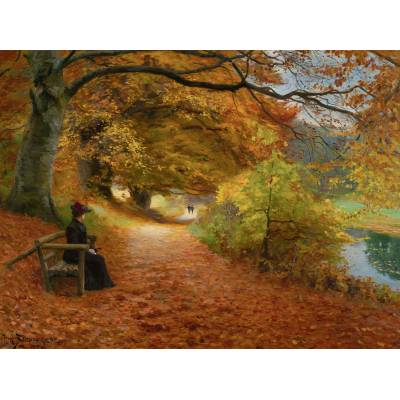 D-Toys - Puzzle Brendekilde: A Wooded Path in Autumn - 1 000 piese