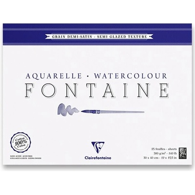 Clairefontaine Akvarelový blok Fontaine Semi Glazed 30 x 40 cm 25 listov 300 g