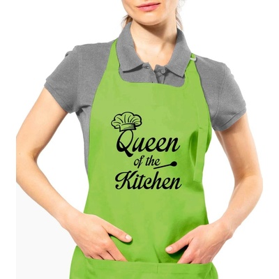 Kariban HobbyTriko Zástěra pro ženy Qeen of the Kitchen Limetková