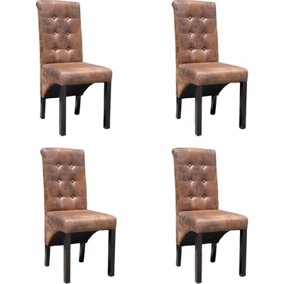 vidaXL Трапезни столове, 4 бр, кафяви, изкуствена кожа (270553)