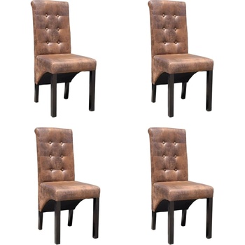 vidaXL Трапезни столове, 4 бр, кафяви, изкуствена кожа (270553)