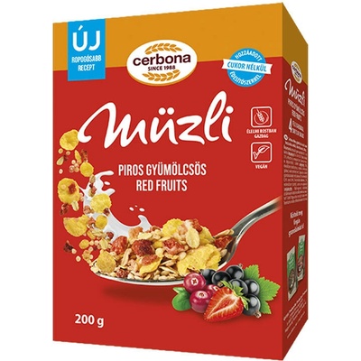 Cerbona Red Fruits Müsli so sladidlom červené ovocie 200 g