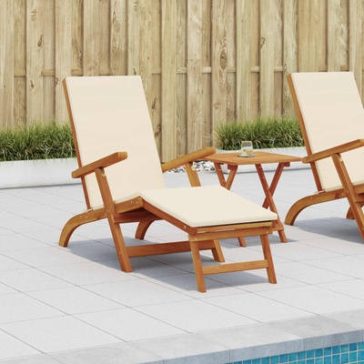 vidaXL Сгъваем и reclining шезлонг 2 pcs Кремавобяло (3415402)