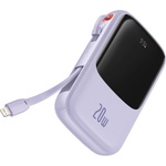 Baseus Външна батерия 2x Lightning, Type-C, USB, 20000mAh, 20W - Baseus Qpow Pro (PPQD030005) - лилав
