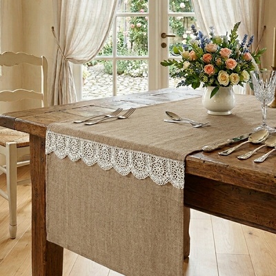 Eurofirany Jemný obrus ELINE bežový Polyester 40x140 cm