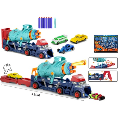 EmonaMall Детски автовоз с катапулт, 3 коли и оръдие EmonaMall - Код W5460 (W5460-201337009-2002013370093)