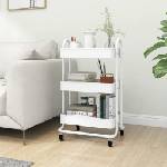 vidaXL Количка на 3 нива, бяла, 43x34x79 см, стомана (335866)