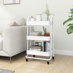 vidaXL Количка на 3 нива, бяла, 43x34x79 см, стомана (335866)