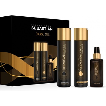 Sebastian Professional Dark Oil hydratační šampon pro lesk a hebkost vlasů 250 ml + hydratační kondicionér pro lesk a hebkost vlasů 250 ml + regenerační olej na vlasy 95 ml dárková sada