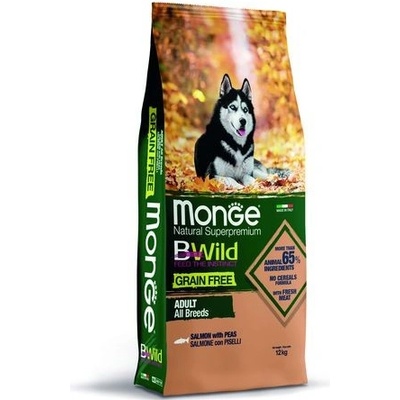 Monge BWild Grain Free Adult s lososem a hráškem 12 kg