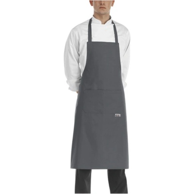 Egochef Kuchařská zástěra ke krku s kapsou šedá 90x70cm E-6103016C
