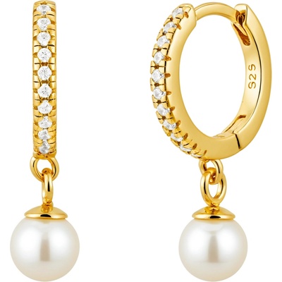 Olivie strieborné náušnice s perlou 9349