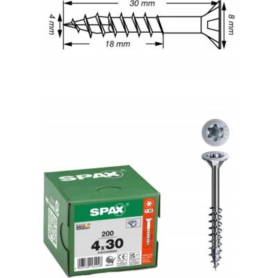 Spax Univerzálne skrutky do dreva 4x30mm WIROX 200ks