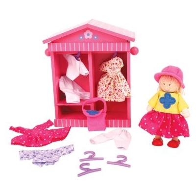 Bigjigs Toys - Дървен гардероб за кукли (BJ763)