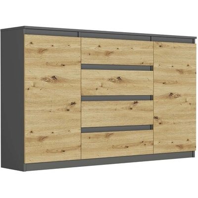 Framire Komoda do předsíně se zásuvkami a skříňkami Antracit Mix Artisan 160 x 40 x 98 cm Modern R160S4