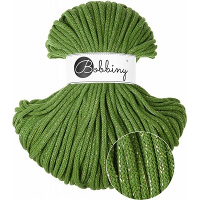 Bobbiny šňůry 5 mm Mechově zelené se zlatou a stříbrnou nitkou (Shiny Moss Green)