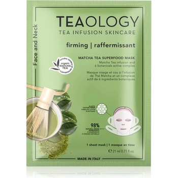 Teaology Matcha Tea Superfood Mask стягаща платнена маска за контурите на лицето с матча 21ml