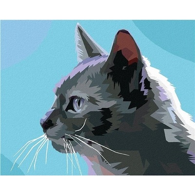 zuty Malování Podle Čísel Šedá Kočka Z Boku 80 x 100 Cm Plátno