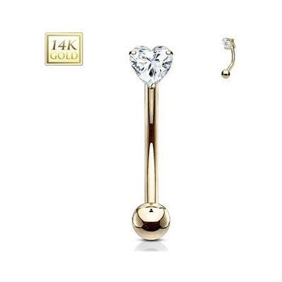 Šperky4U zlatý piercing do obočí čirý zirkon ZL01092-YG
