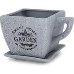  Кашпа с чинийка Garden 11/13см сиво (2-23483/2)
