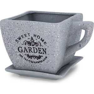  Кашпа с чинийка Garden 11/13см сиво (2-23483/2)