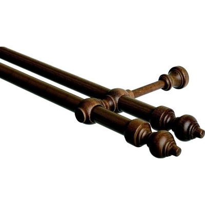 OK-GarnýžeCZ - Garnýž dvouřadá 28mm odstín ořech 120 cm do stěny / na tunýlek - bez kroužků
