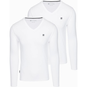 Ombre Clothing Мъжки комплект SLIM FIT с дълъг ръкав, V-образно деколте и лого 2 бр - 2х бяло V4 Z103 Ombre Clothing Ombre Clothing | Byal | МЪЖЕ | XL
