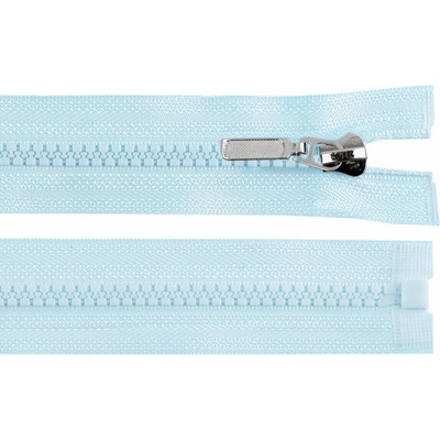 Zip kostěný dělitelný No 5 délka 50 cm - bundový s ozdobným jezdcem barva 183 modrá ledová
