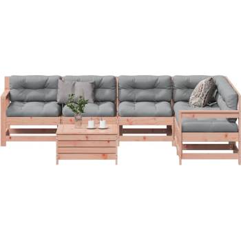 vidaXL Градински комплект с възглавници, 7 части, дугласко дърво масив (3250902)