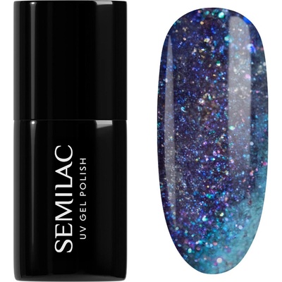 Semilac UV Hybrid Galaxy Flash gelový lak na nehty s použitím UV/LED lampy odstín 826 Virtual Blue 7 ml
