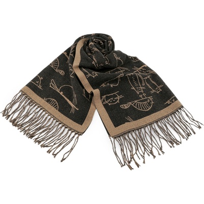 Prima-obchod zimní šála s třásněmi kočky černá béžová – Zboží Mobilmania