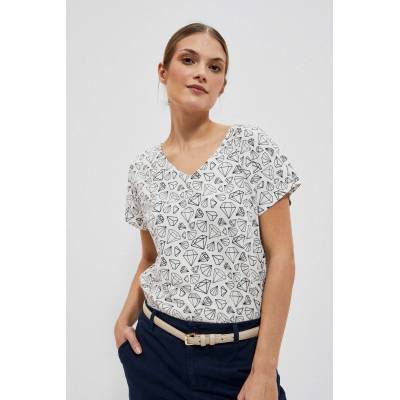 Moodo Тениска с декоративна задна част в перлен цвят Moodo Moodo | Byal | ЖЕНИ | XS